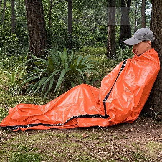 Survival Shelter Bag - Nooddeken Slaapzak - Outdoor Overleven - Thermisch Waterdicht - 210 x 90 cm - Oranje — afbeelding 4