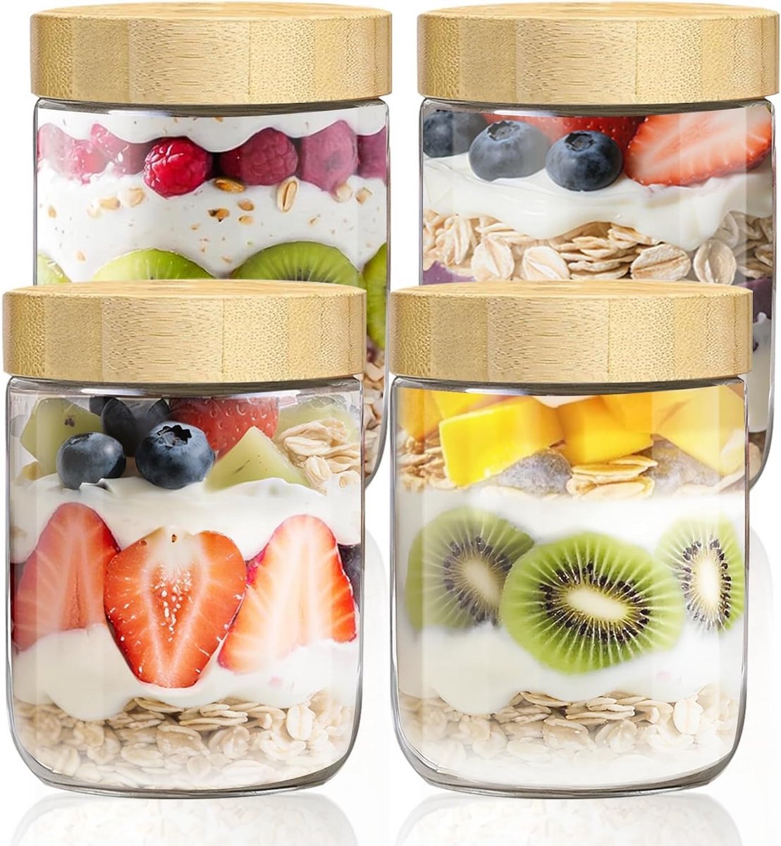 Overnight Oats Potjes - Mason Jar - Meusli Beker met Deksel - mealcup