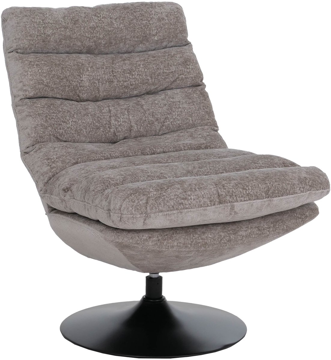 MCW Loungefauteuil MCW-Q29, cocktail-/gestoffeerde-/relaxfauteuil, draaibare fauteuil, chenille (470 g/m²), staal ~ taupe-crème