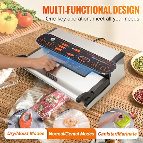 Questyr - Commerciële Vacuümverzegelaar - Machine Multifunctionele Automatische Voedselverpakking - met Zakrol Opslagsnijder voor Thuiskeuken — afbeelding 2