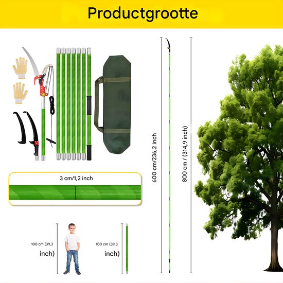 Boomstokzaag Verstelbaar - Handmatige Telescoop Snoeizaag voor Hoog Snoeiwerk - Inclusief Draagtas — afbeelding 2