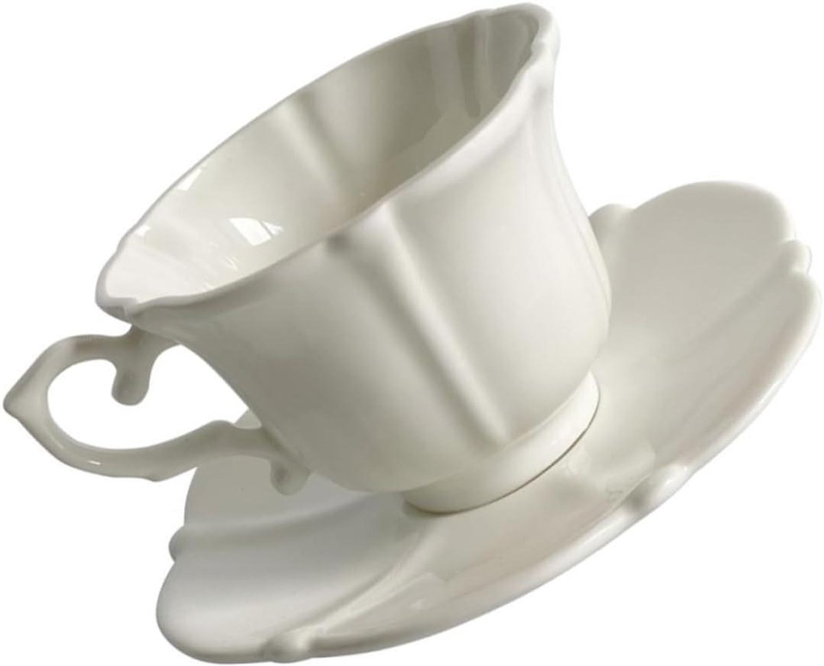 Kop en schotel - Espresso mok - Middag thee - Europees porselein - 12.4X9.6X7CM - Wit