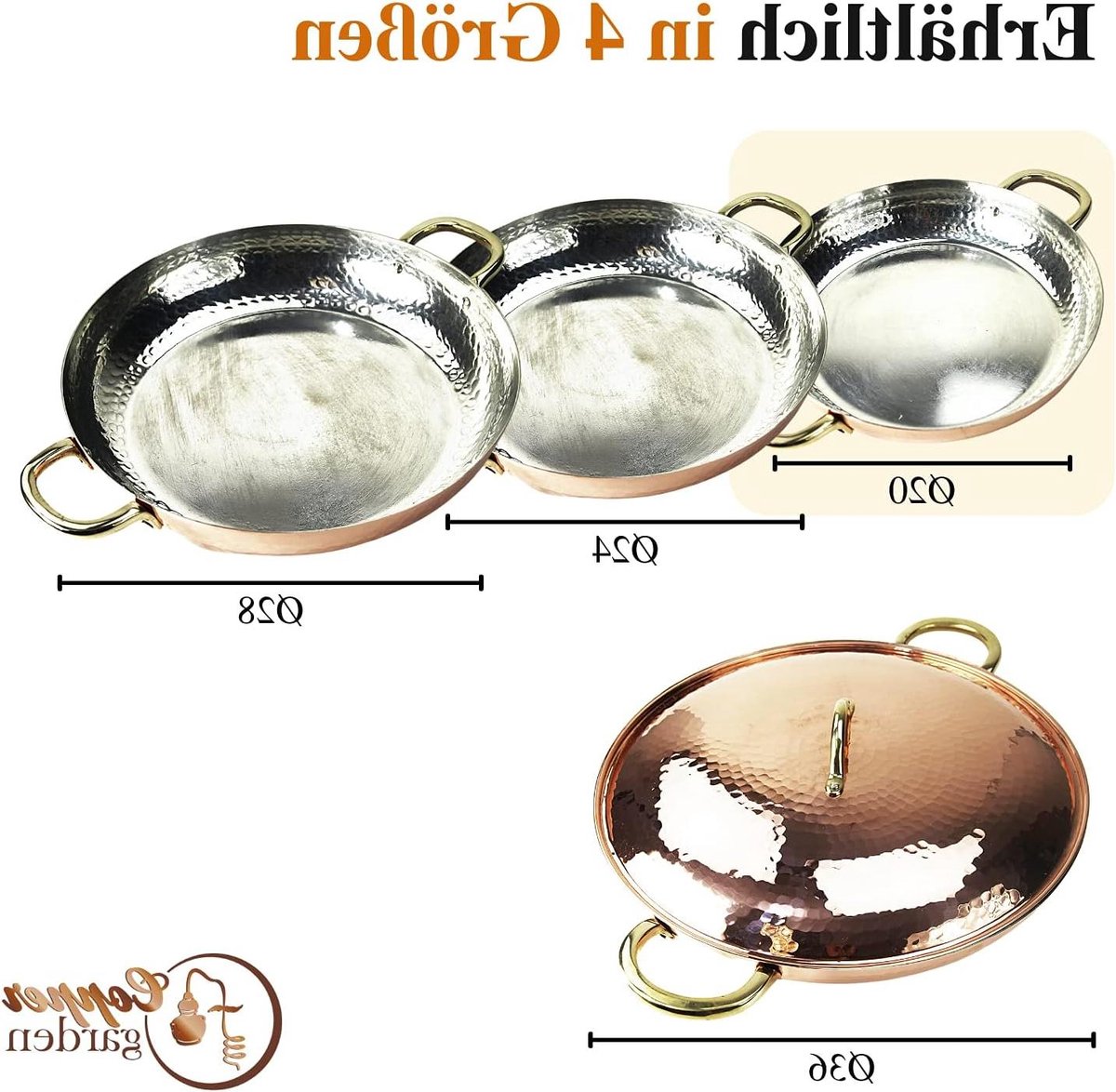 Koperen pan/Koekenpan (20 cm) met handgrepen 'CopperGarden®'
