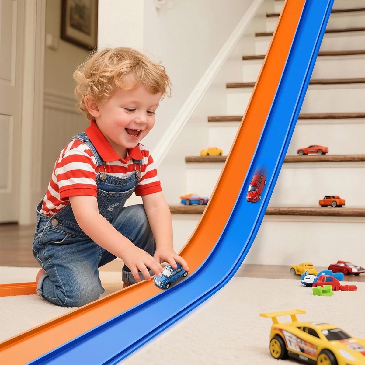 Flexibele Racebaan - Oprolbare Speelgoedbaan - Kinderen Spelen - Sterke Zuignappen - 4.5 Meter - Meerdere Kleuren