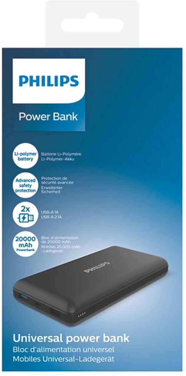 PHILIPS DLP8720N/03 Powerbank 20000mAh met 2 USB-A Poorten - afbeelding 2
