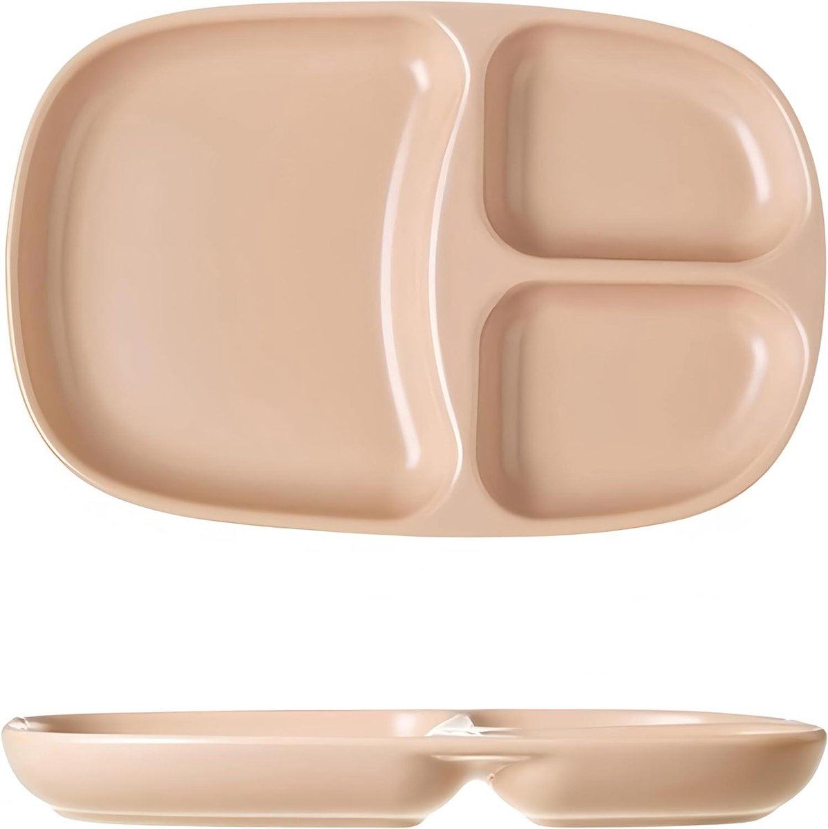 Keramisch Verdeeld Bord - Portiecontrole Bord - Gezond Eten - Oven Magnetron Vaatwasserbestendig - 24.7cm Rechthoekig - Koffie