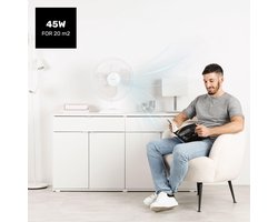 Tafelventilator - Staande ventilator - Ruimte Koelen - 3 Bladen 40cm - 45W - Wit