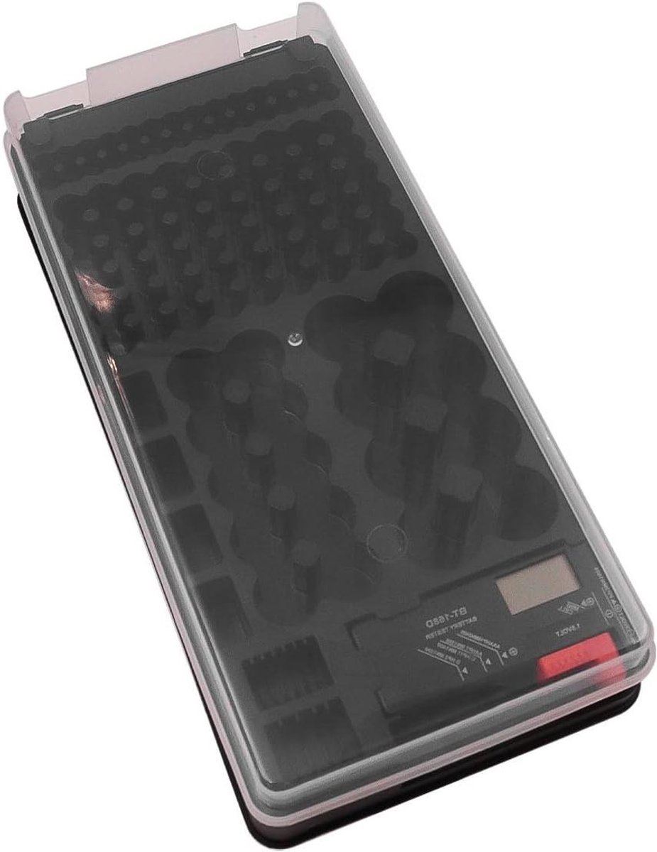 Batterij Organizer - Batterij Opslag - Alle Batterijen - Met Batterij Tester - 115 Slots - Zwart Transparant