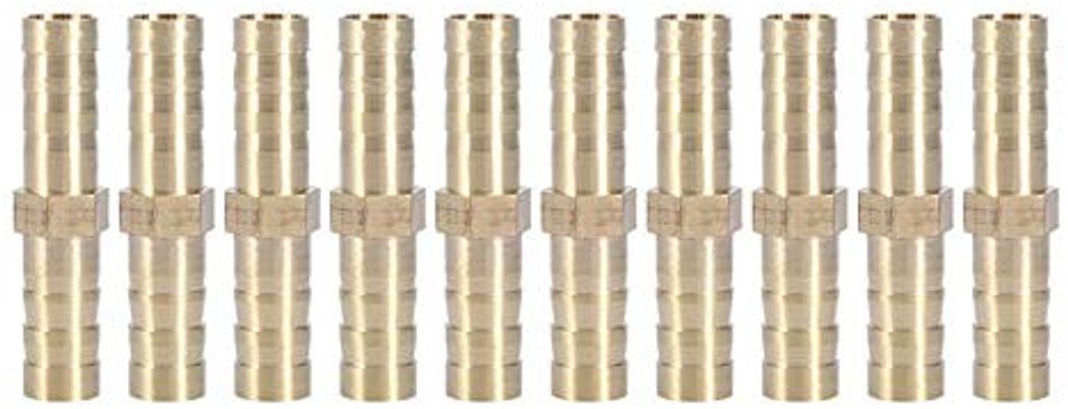 Allecto - Messing Slangtule 2-Weg Verbinder 6mm - 10 Stuks