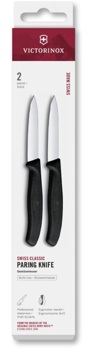 Victorinox schilmes keukenmes zwart 8cm set van 2 stuks.
