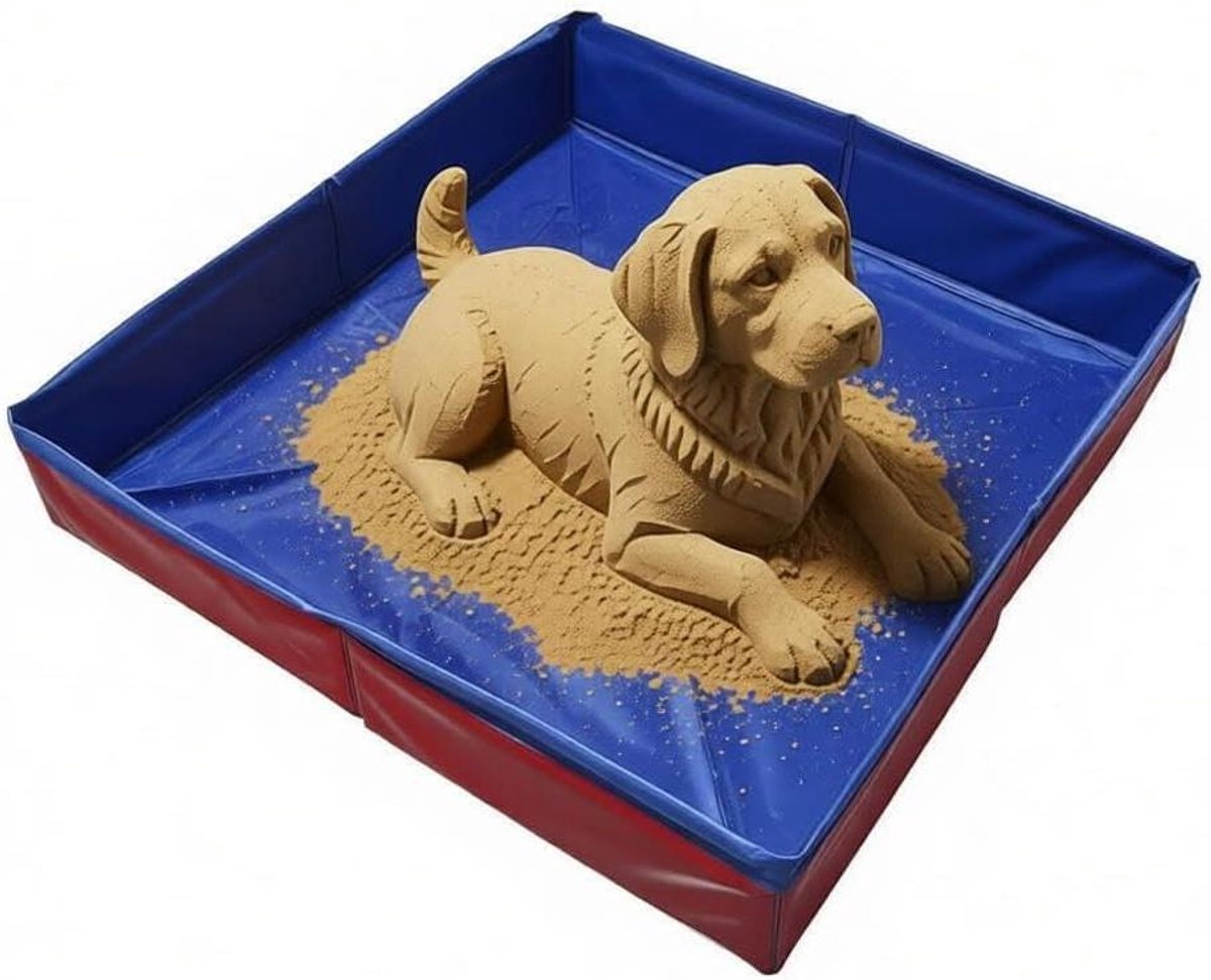 Opvouwbare Zandbak - Draagbare Speelbak - Buiten Spelen - Inklapbaar Ontwerp - 20 Inch Vierkant - Blauw Rood