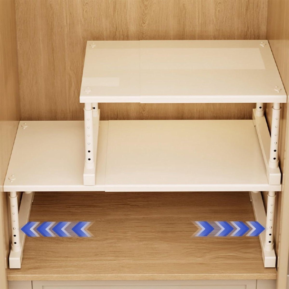 Kast Organizer - Verstelbare Plank - Ruimte Besparen - Stapelbaar Ontwerp - 40-65cm Lengte - Wit
