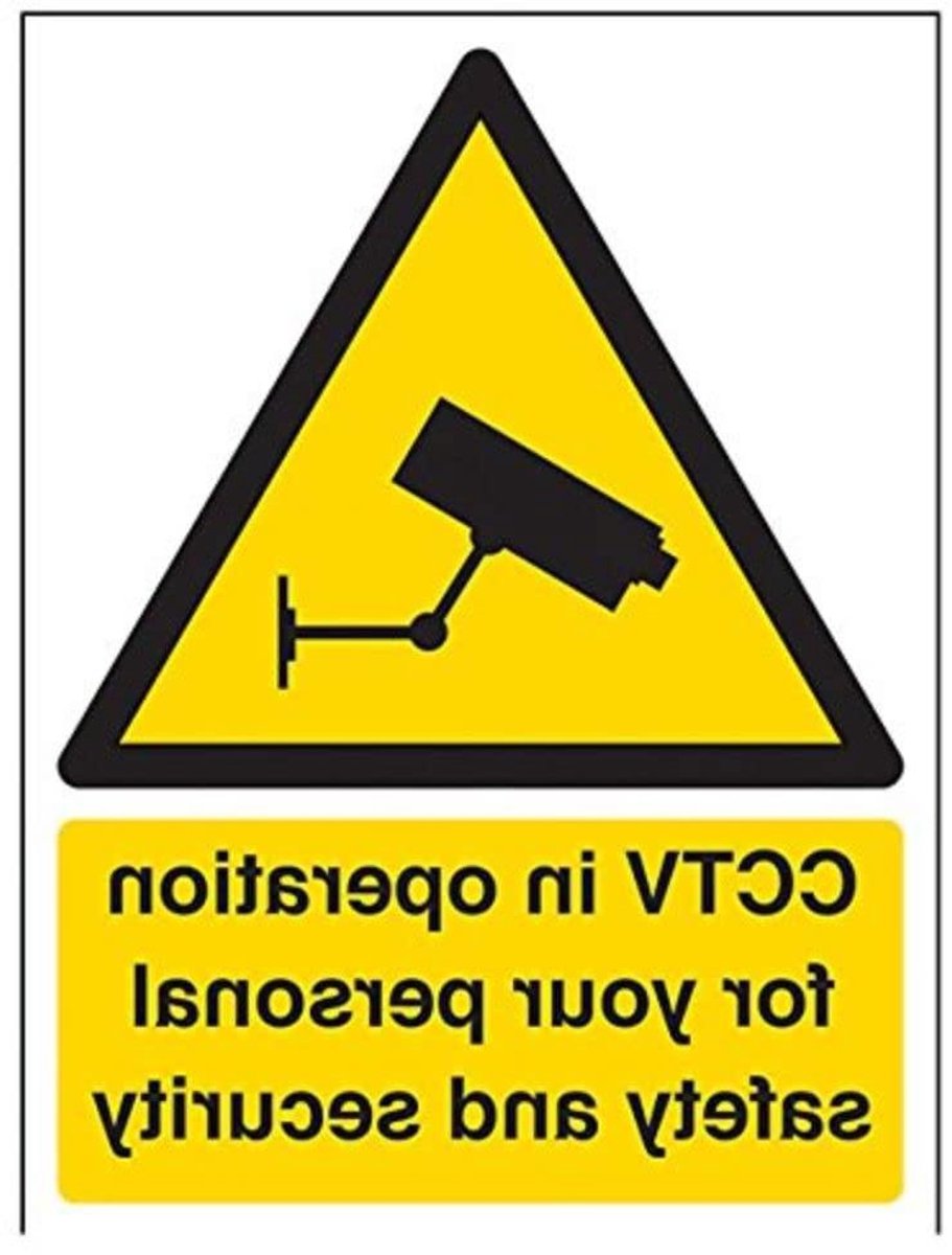 Veiligheidsbord Camera Toezicht - CCTV Waarschuwing - Veiligheid Melden - Conform EN ISO 7010 - 150x200mm - Zwart Geel