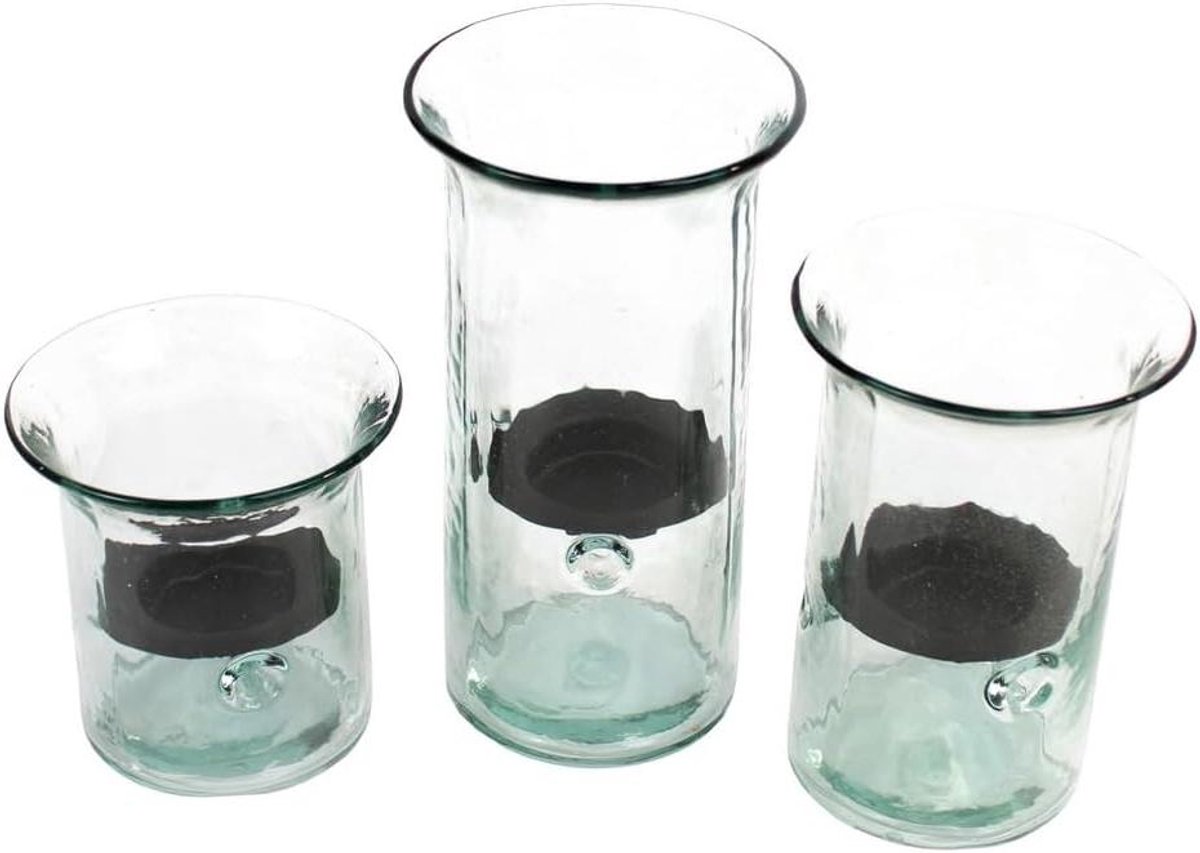 Set Glazen Cilinders - Kaarsglaasjes - Decoratie Huis - Gerecycled Materiaal - 12x24 Inch