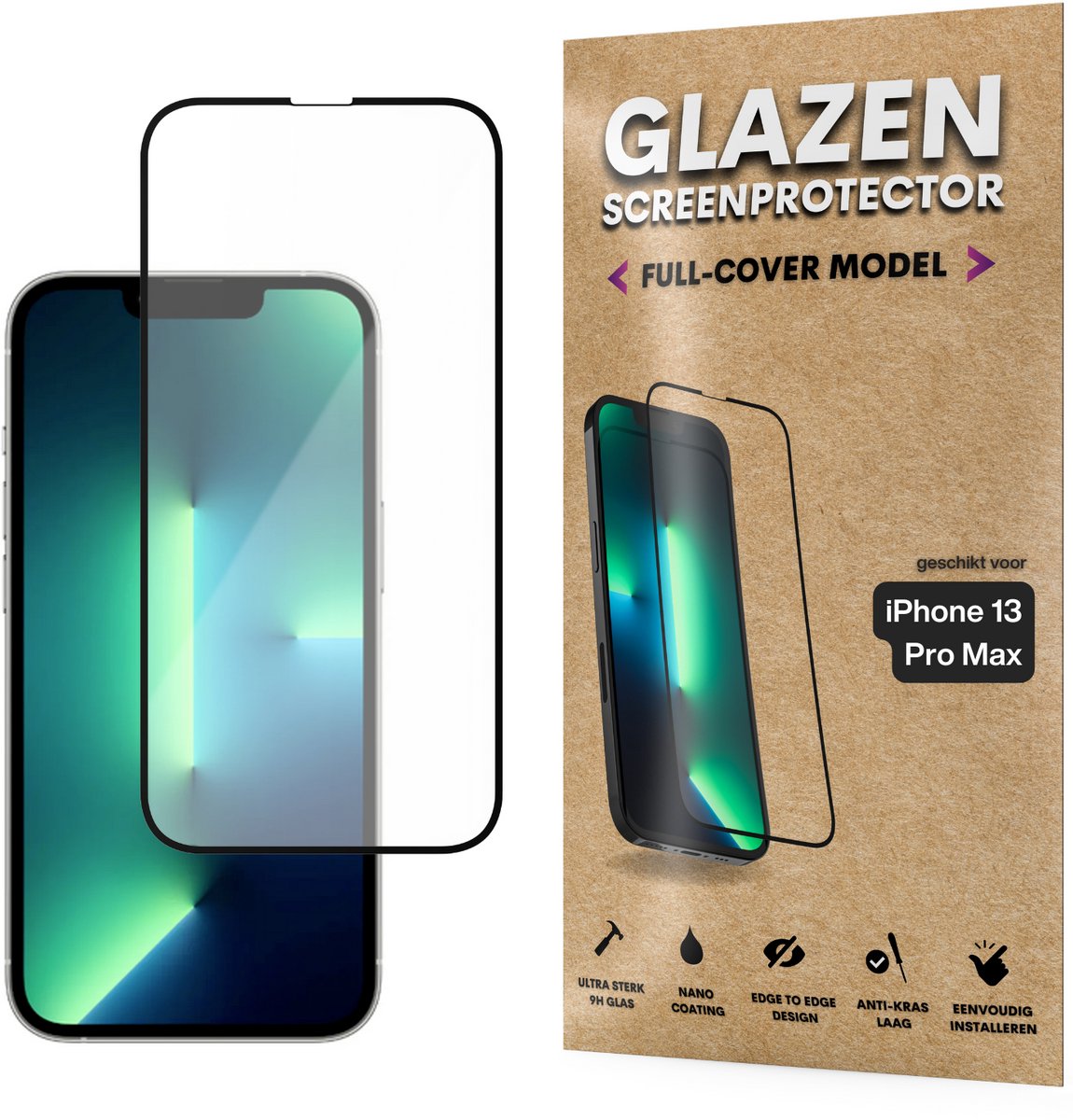 Screenprotector - Geschikt voor iPhone 13 Pro Max - Gehard Glas - Full Cover Tempered Glass - Case Friendly