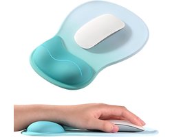 EooCoo Ergonomisch Muispad met Gelsupport voor de Polshand en Antislip Silicone Basis, Duurzaam Muispad en Wasbaar, Bureau, Schoolspullen, PC Accessoires, 26x19cm - Blauw