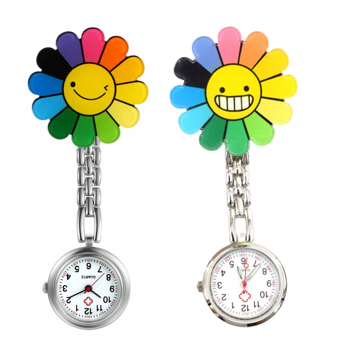 longziming -Broche Horloge - Verpleegkundige Clip Horloge - Medische Tas Horloge - Veilige Kledingclip - Mat Anti-Reflectie Wijzerplaat - Duurzame Metaallegering - Modern En Eenvoudig Design - Ideaal Voor Ziekenhuisgebruik - 2 Stuk