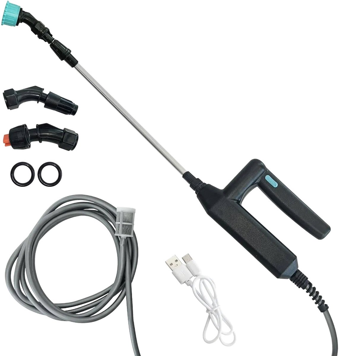 Elektrische Plantensproeier - 7.4 V - Elektrische Plantensproeier met 5 M Slang en 3 Sproeiers - Elektrische Druksproeier - USB-C Aanval - Tuinspuit, Drukspuit voor Tuin, Erf, Gazon, Onkruid