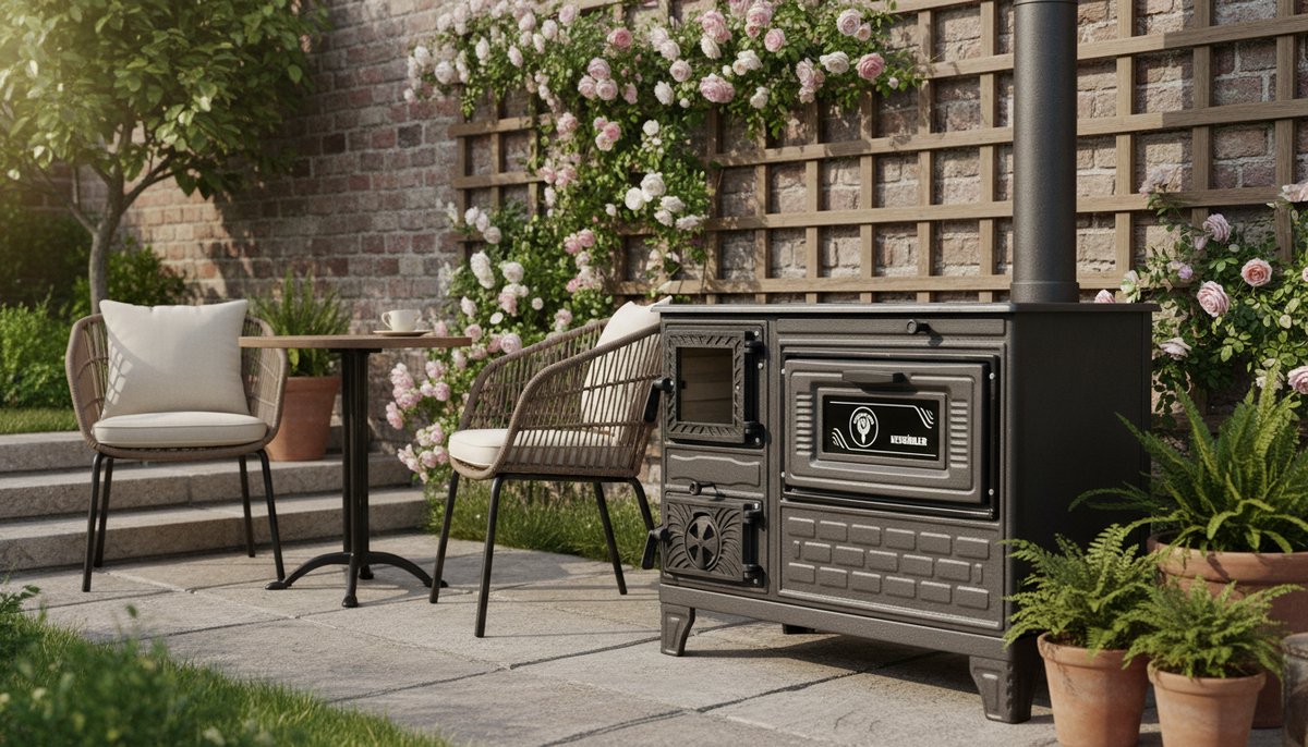 Terrashaard Houtkachel Kachelbuizenset Bellavero – 3 rechte buizen + 1 elleboogpijp – Duurzaam Gietijzer – Compatibel met Houtverbrandingskachels – Zwart – Village House Cabin Accessoire