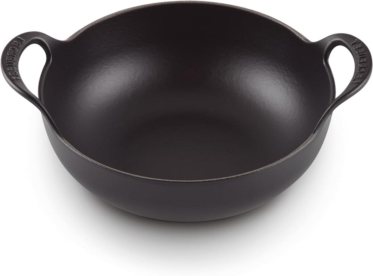 Gietijzeren Balti-pan - Indiase Kookpot - Koken en Serveren - Gelijkmatige Warmteverdeling - 24 cm 27 Liter - Matzwart