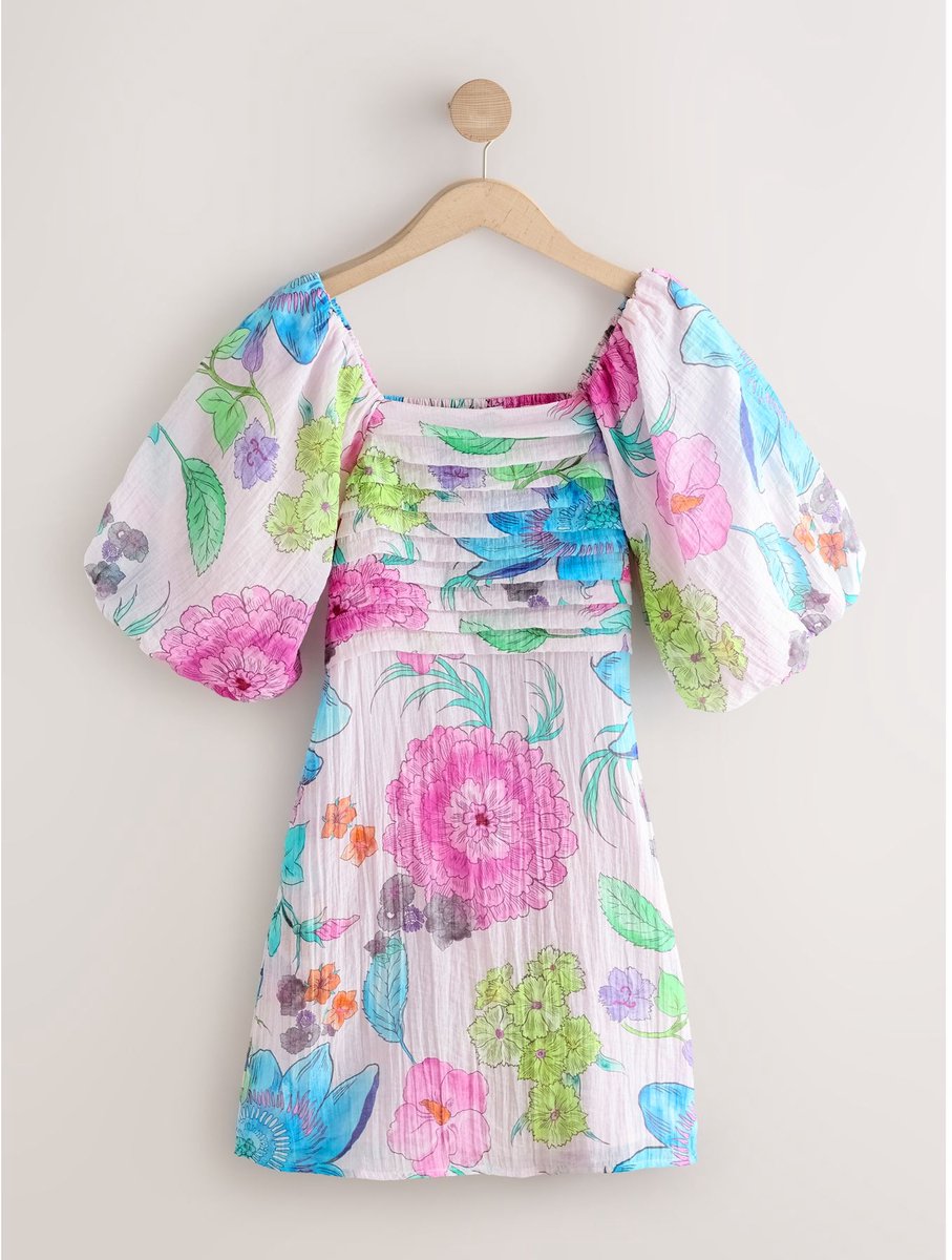 Next - Dames - Mini-feestjurk met pofmouwen - Wit