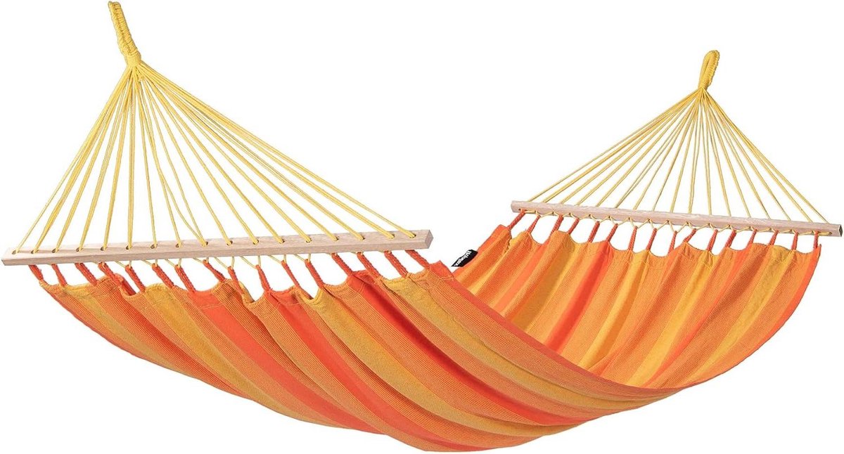 Zuid-Amerikaanse Hangmat - Single Hangmat Katoenen Hangmat - Ontspannen Buiten - Handgemaakt & FairTrade - 1 Persoon - Oranje