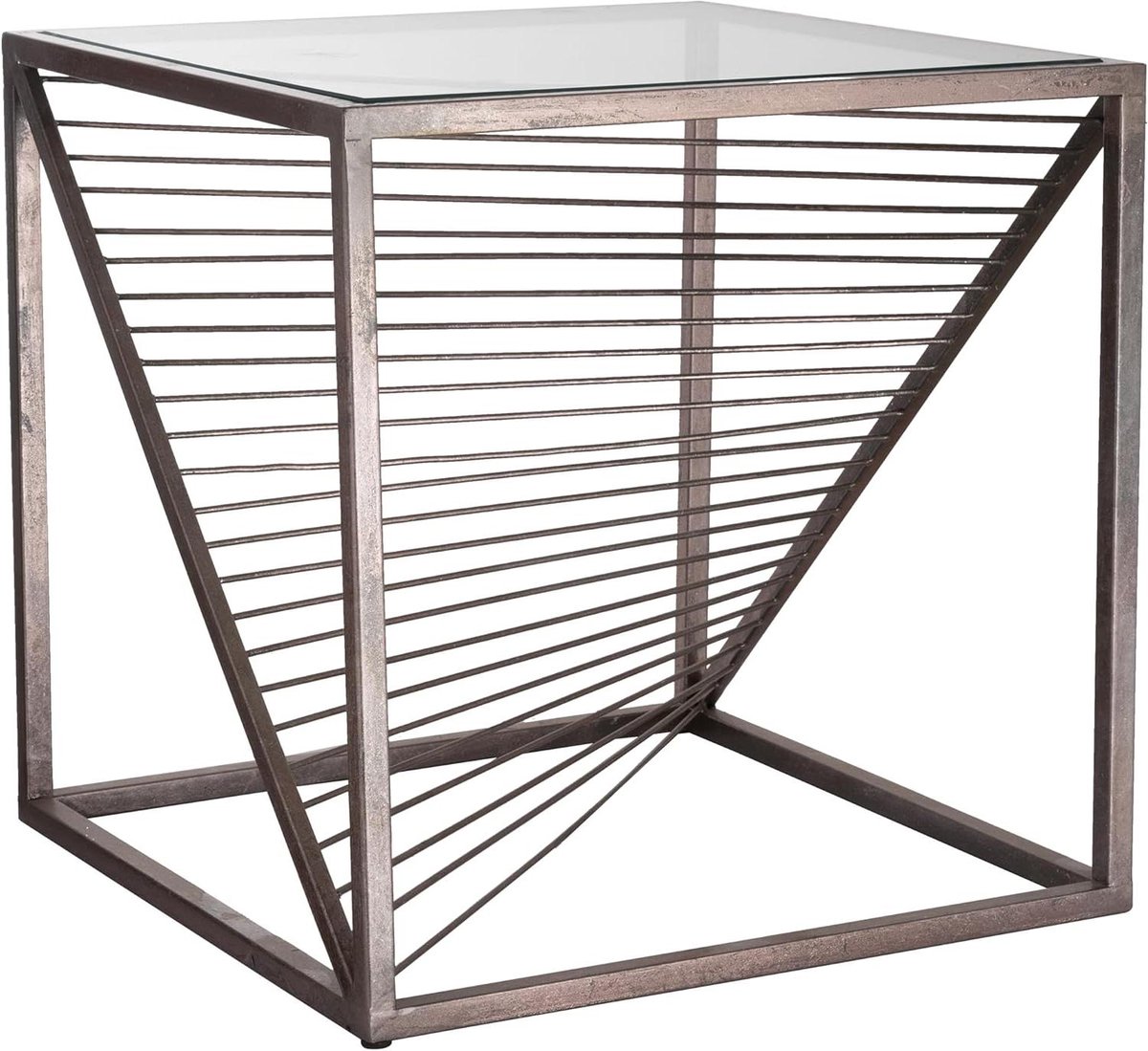 Vierkante salontafel - Bijzettafel glas - Woonkamer inrichten - Goudkleurig metalen frame - 45 x 45 x 45 cm - Goud