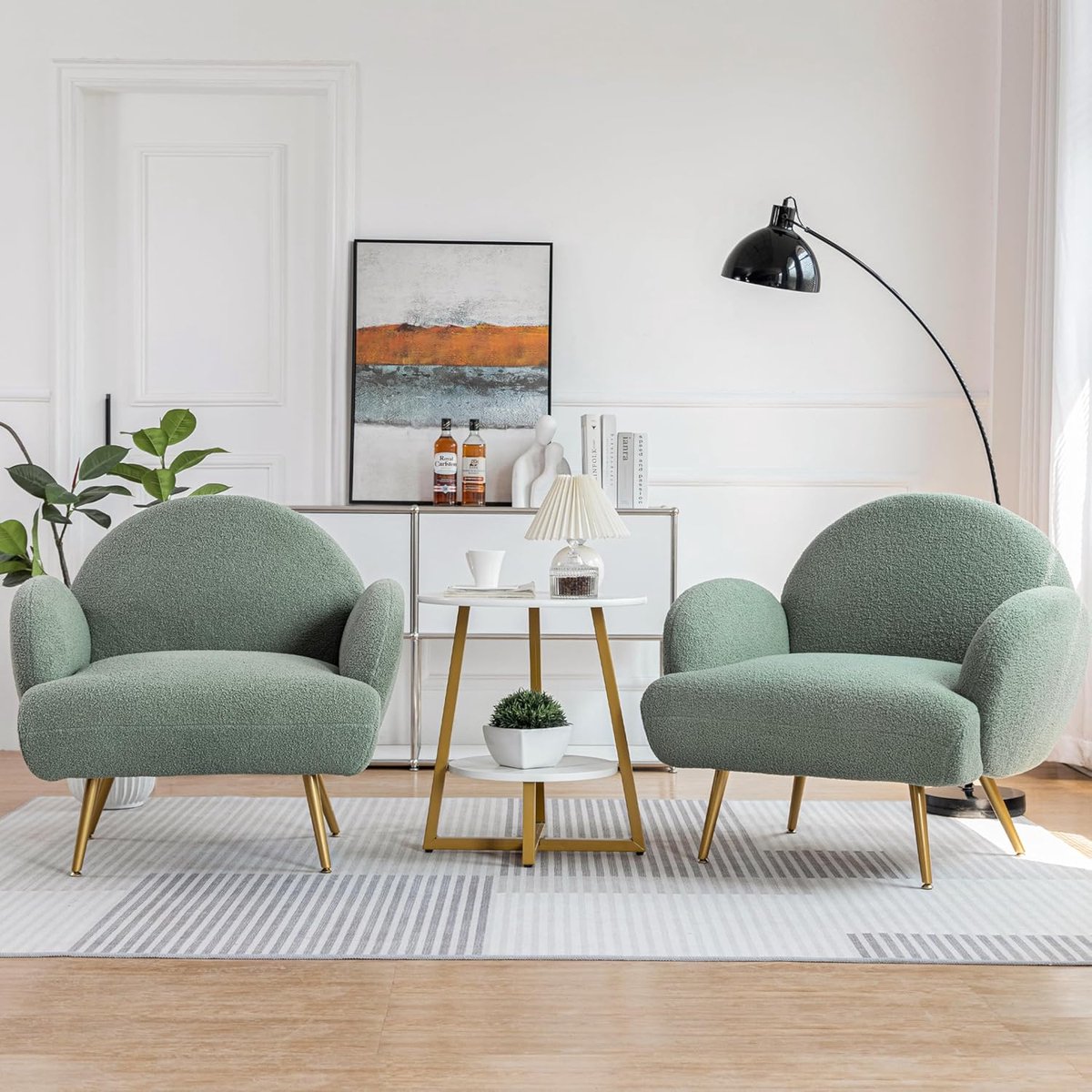 Moderne Fauteuil – Teddy Stof - Zwart - Teddy Stof Lounge Stoel Armleuningen - Medahomestore