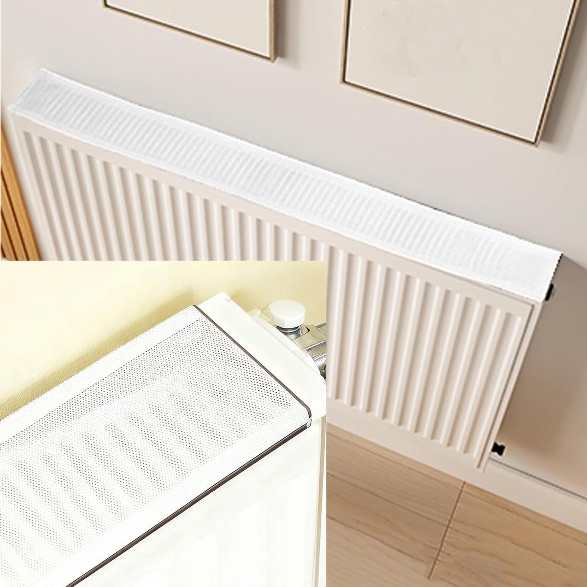 Radiatorhoezen - Stofbeschermers - Radiator Schoonhouden - Magnetische Bevestiging - 60x10cm - Wit