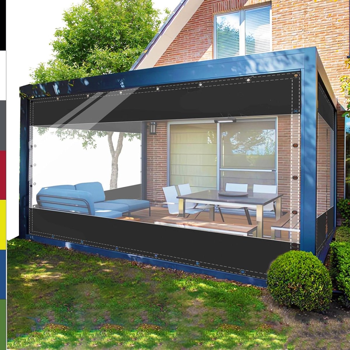 Transparant Zeil - Afdekzeil Waterdicht - Buiten beschermen - Versterkt PVC Materiaal - 34m x 28m - Zwart