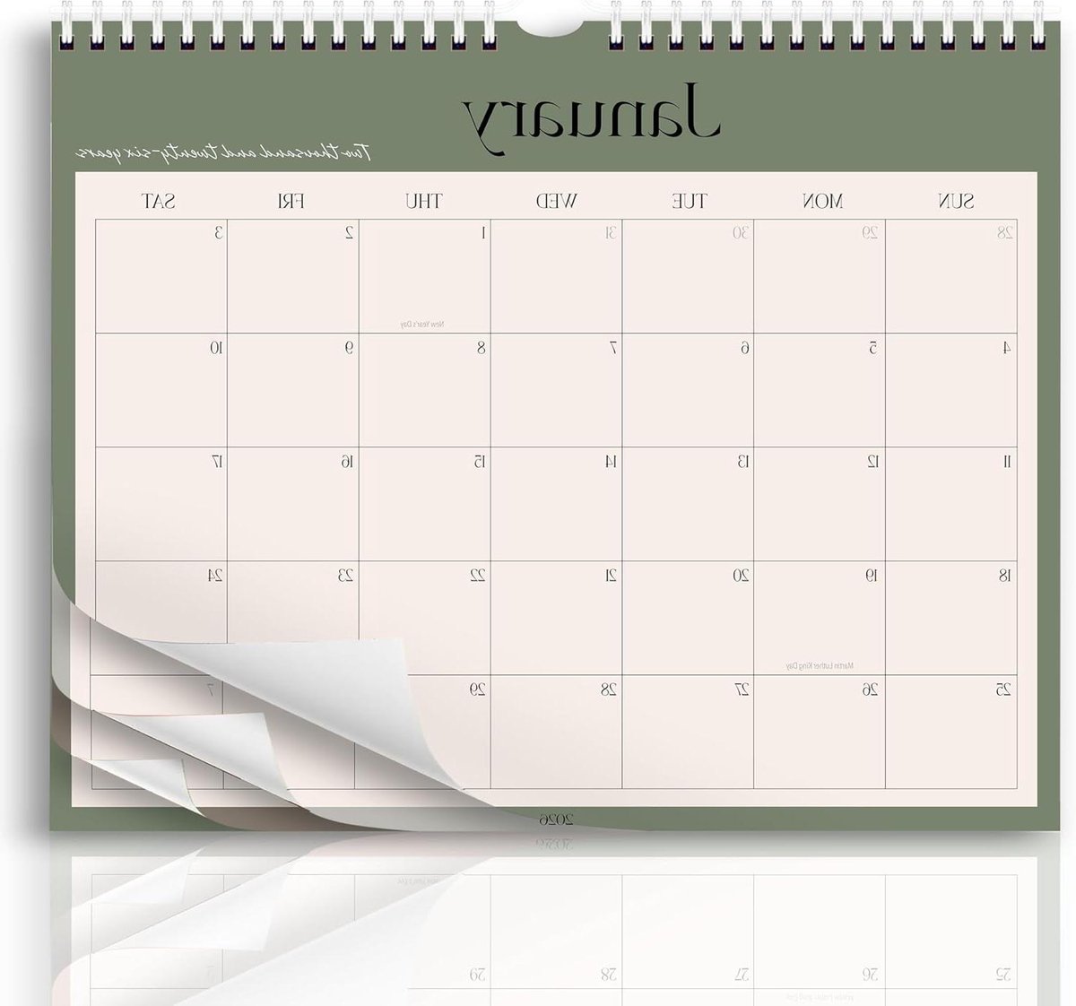 Wandkalender 2025 - Maandplanner Organiser - Maandelijkse Planning - 20 Maanden Overzicht - 14 x 11 Inch - Aardetinten