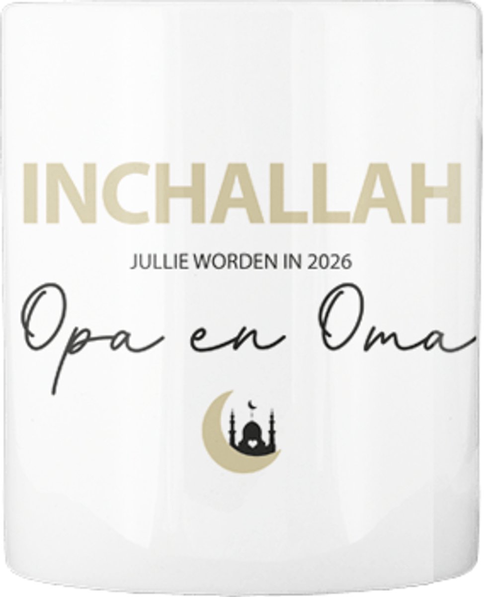 Inchallah, jullie worden Opa & Oma | Voor alle opa’s en oma’s | Zwangerschapsaankondiging | Leuk cadeau | Verjaardag | Mok | Wit | Marokkaans