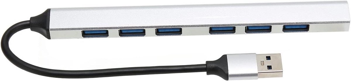 USB Hub - Poorten Uitbreider - Extra Apparaten - Draagbaar Aluminium - 7 Poorten - Zilver