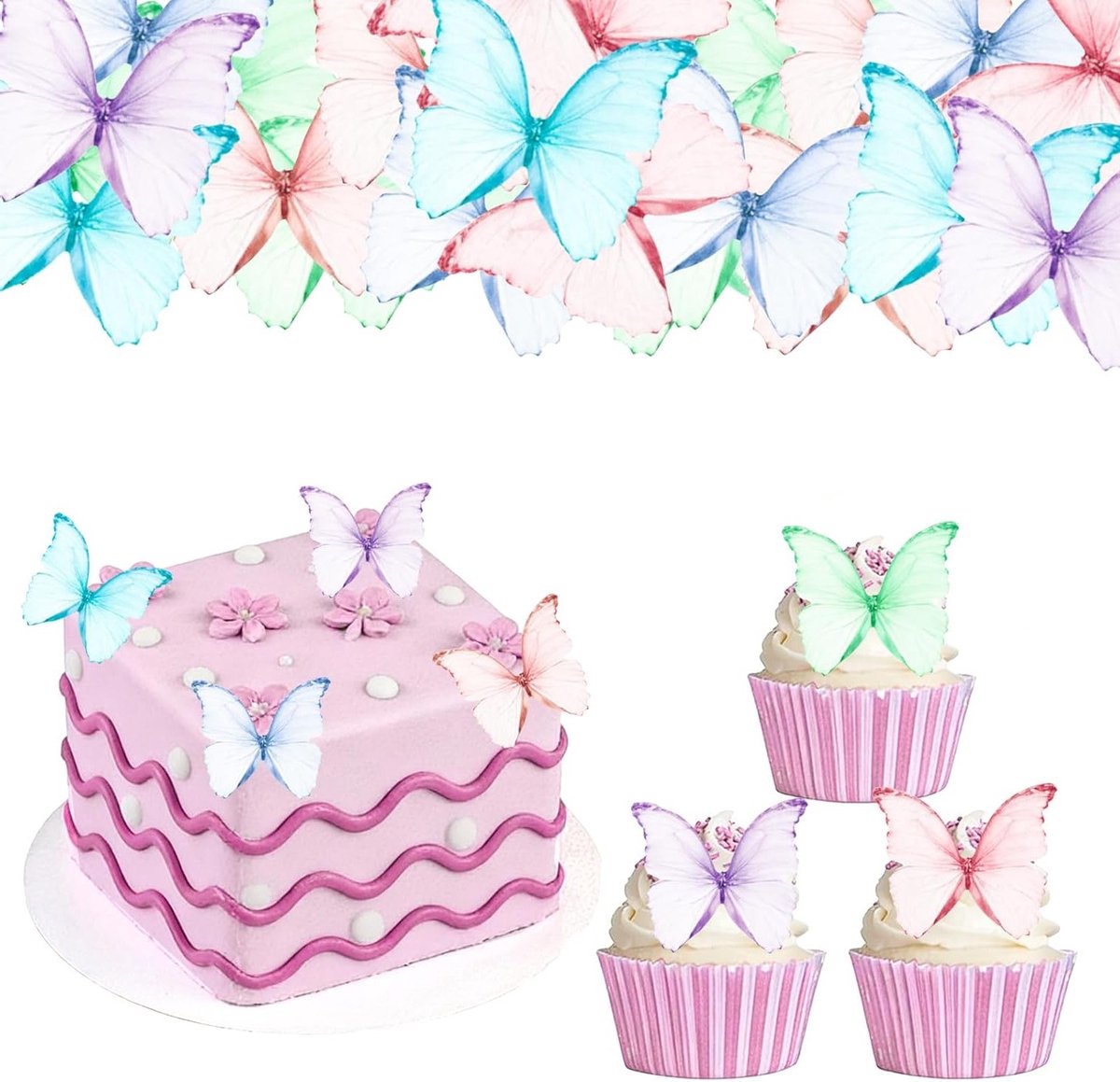 48 kleurrijke vlinders voor cupcake-decoratie, perfect voor bruiloften, verjaardagen en feesten