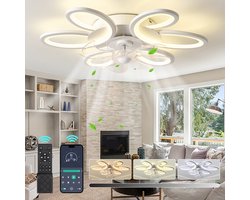 Rosnek Plafondventilator met Verlichting - Modern Bloem Design 65cm - Plafondlamp met Ventilator Dimbaar - Tuya Smart App - Woonkamer/Slaapkamer