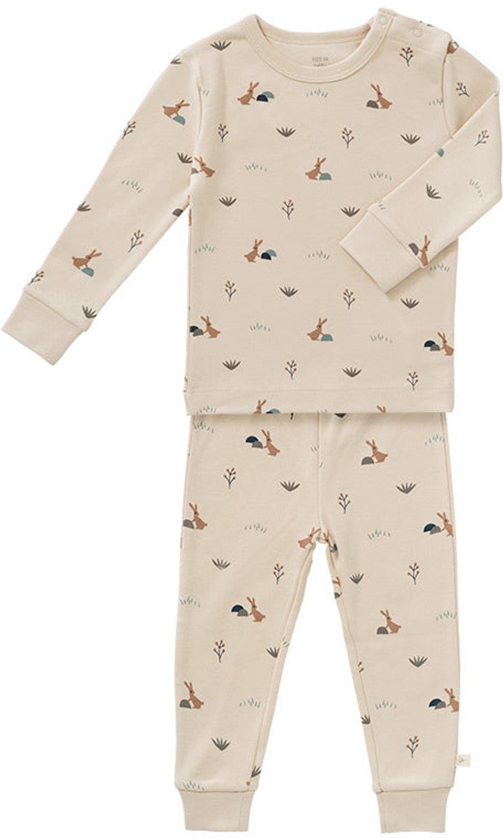 Fresk Pyjama voor Kinderen 116 (6 yr) - Pyjama Unisex - Biologisch Katoen - Zand - Rabbit Sandshell