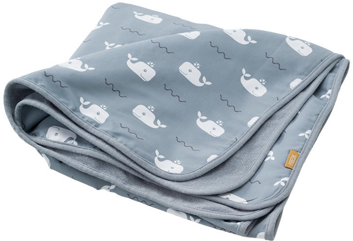 Fresk UV badponcho one size - Badcape met Capuchon – Sneldrogend Strandlaken - Jongens - Blauw - Whale blue