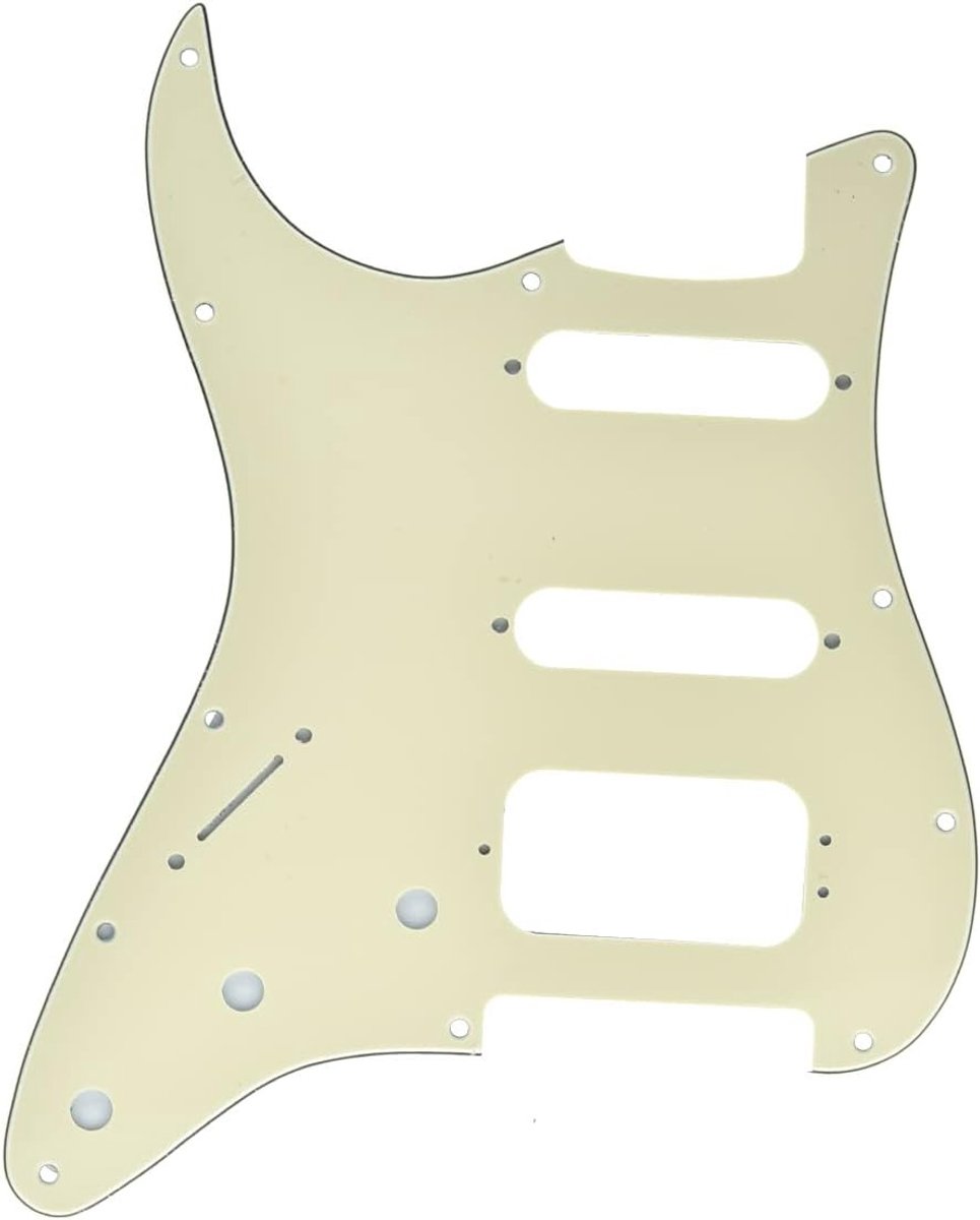 Stratocaster 11-Hole HSS Gitaar Pickguard met 3-Screw Bevestiging voor Humbucking Pickup - Geschikt voor Amerikaanse Fender Stratocaster - Crème 3-Lagen Design