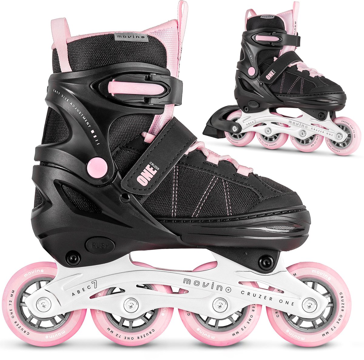 Movino Cruzer One Inline Skates Skeelers- Lagers ABEC-7 Draagkracht tot 60 kg Verstelbare Zwart