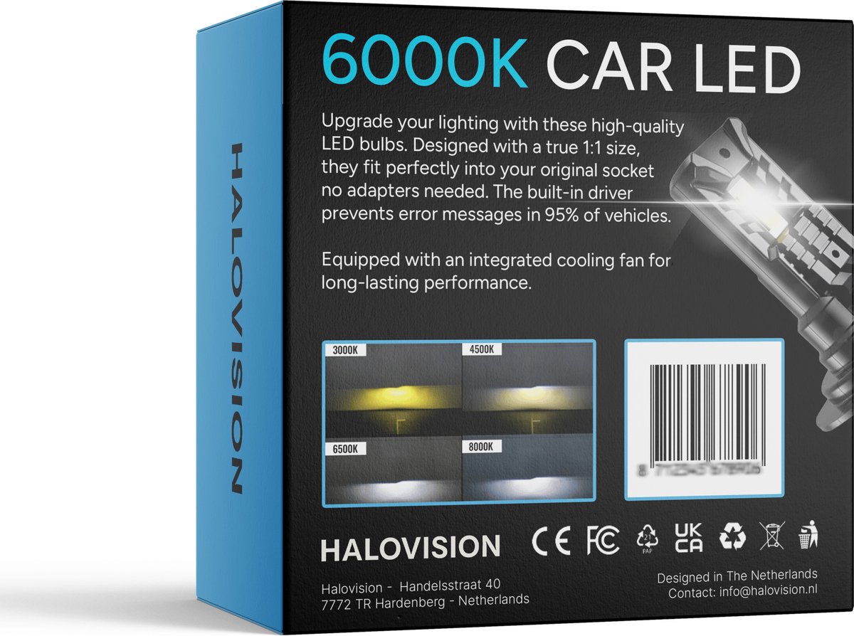 HaloVision Turbo LED Koplamp H4 + T10 W5W Bundel 6000K Helder Wit - Canbus Plug en Play Dimlicht Grootlicht Stadslicht DRL Interieur en Kenteken LED Set – foto 4