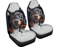 Autostoelhoezen Set - Stoelhoezen Auto - Bescherming Interieur - Teckel Hond Print - Universele Pasvorm - Multicolor