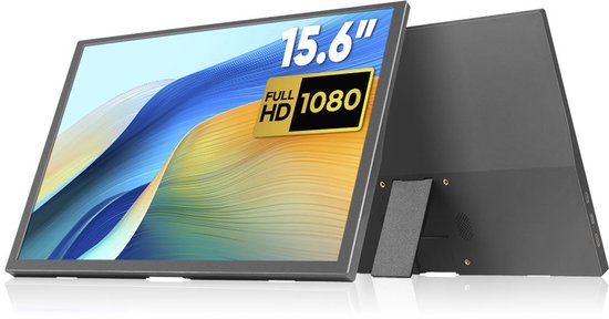 15.6 inch draagbare monitor Full HD IPS scherm USB-C HDMI voor laptop smartphone console 60Hz zwart