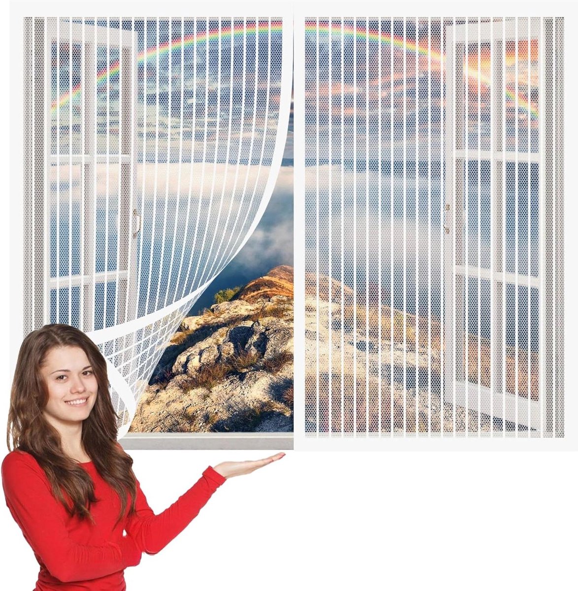 Magnetisch Horgaas - Raam Hor - Insecten Buiten Houden - Zonder Boren - 178x234 cm - Wit