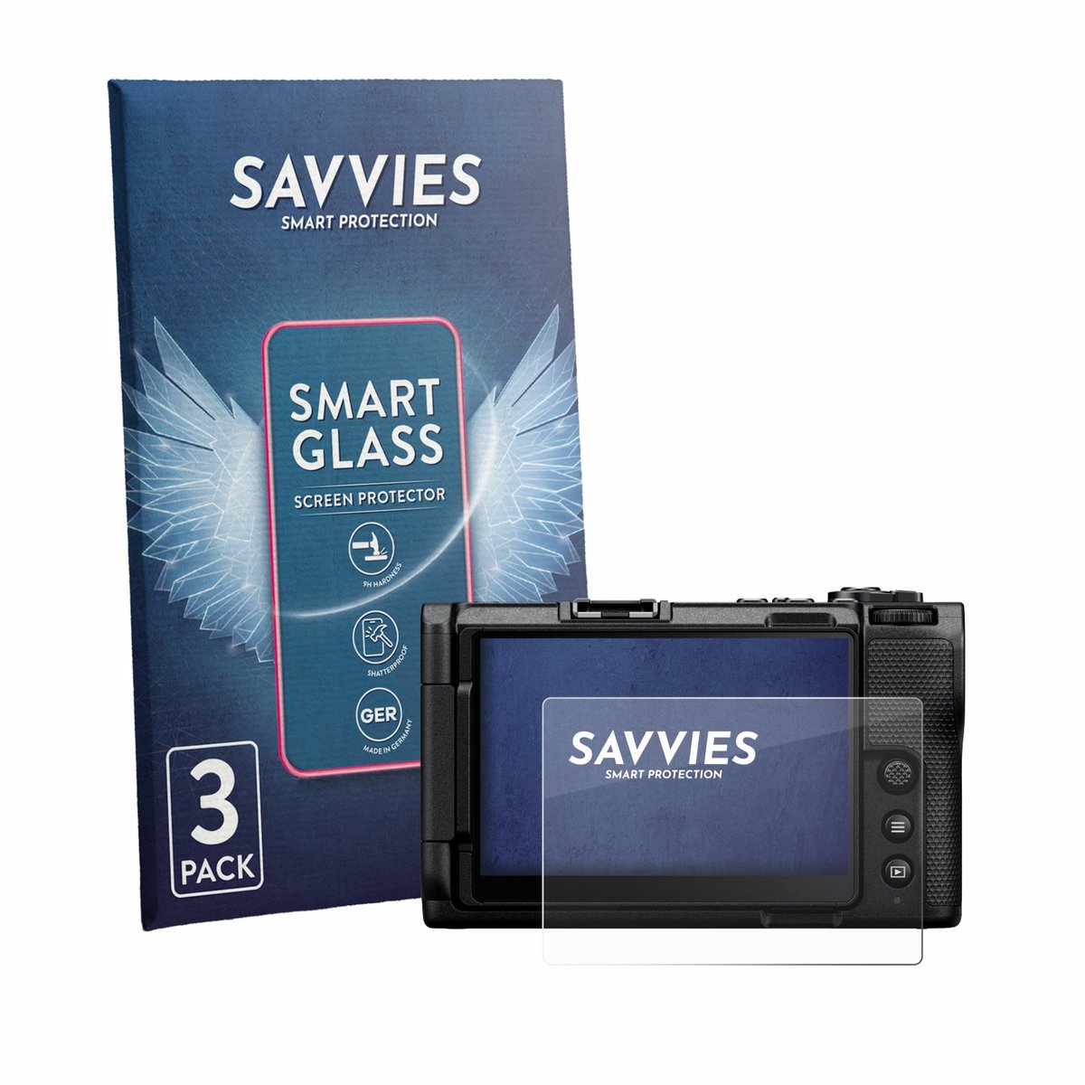 3 Stuks Savvies Screenprotector - geschikt voor Nikon ZR - beschermfolie glas transparant