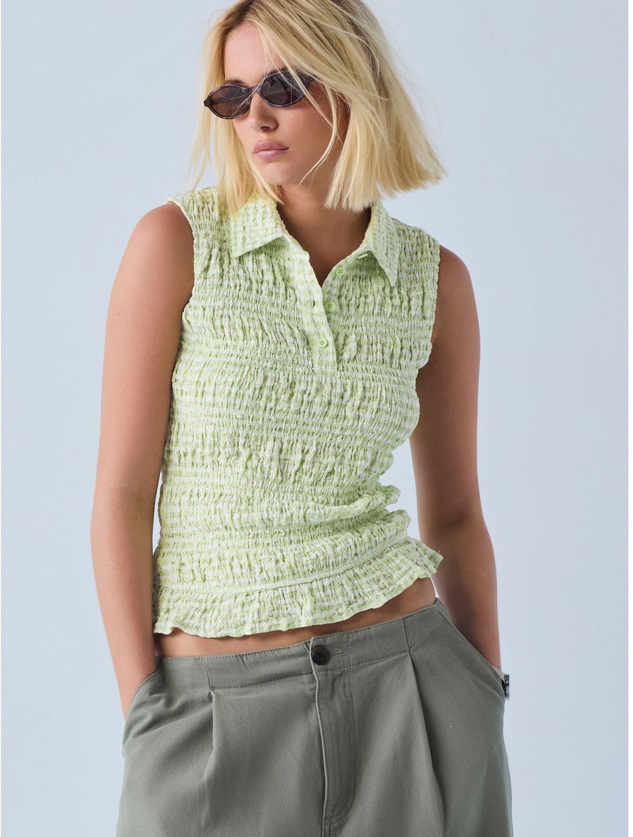 Next - Dames - Mouwloze polotop met plooien - Groen