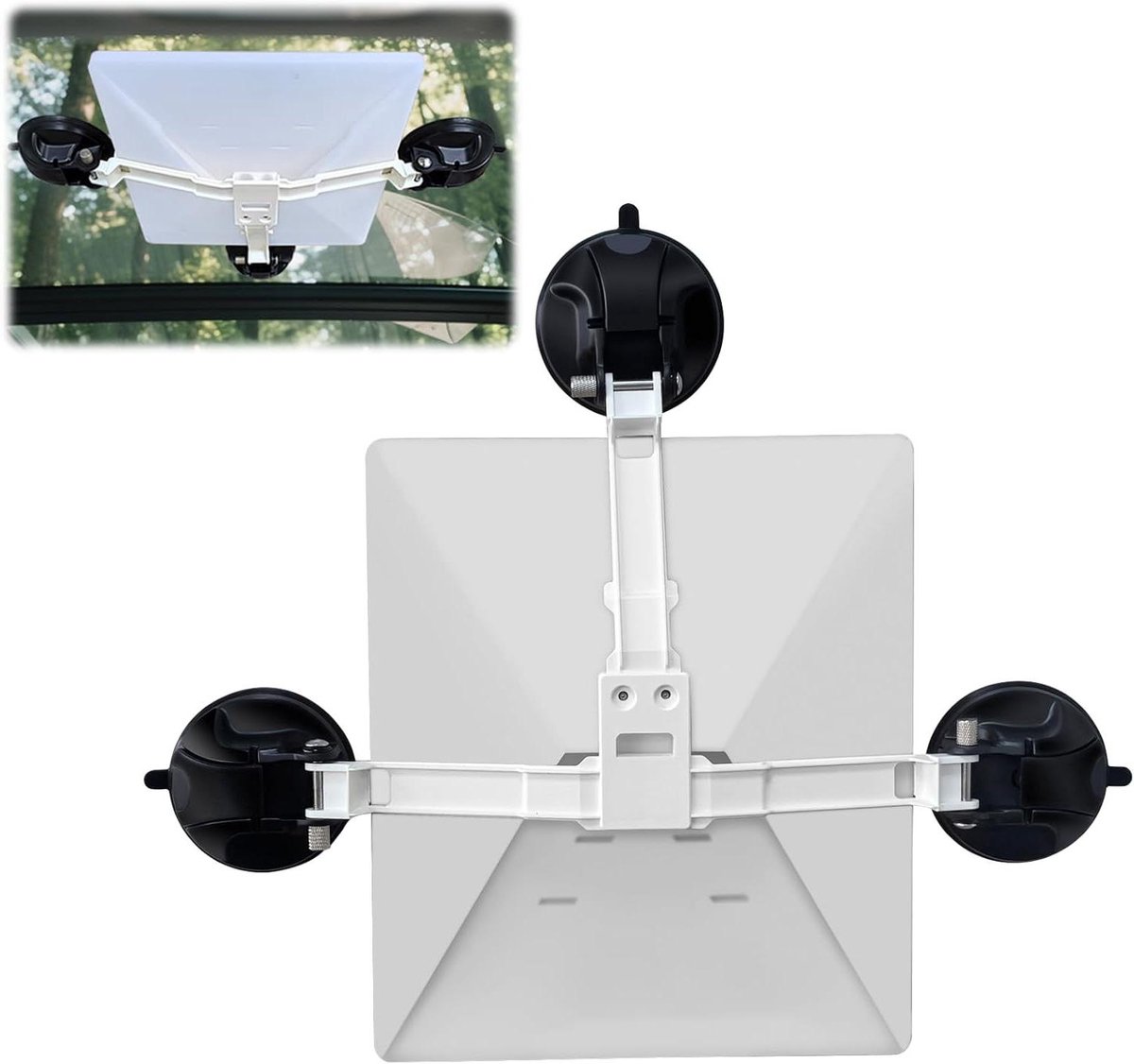 Zuignaphouder - Bevestiging houder - Satellietontvangst - Sterke zuignappen - 335 cm - Wit