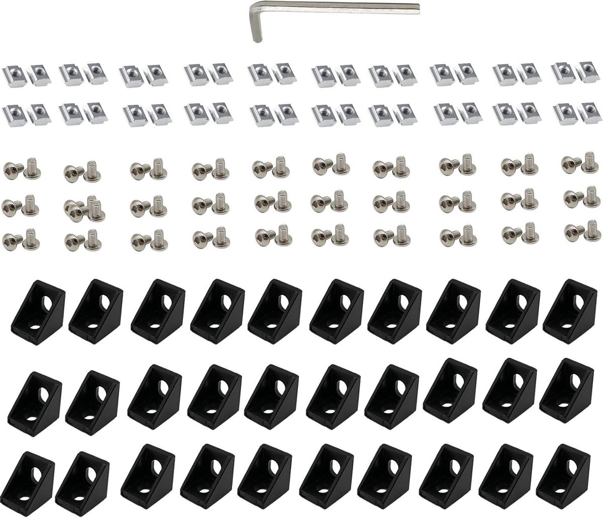Hoekverbindingen Aluminiumprofiel - Profielconnectoren - Frames Bouwen - Robuuste Constructie - 30 Stuks - Zwart