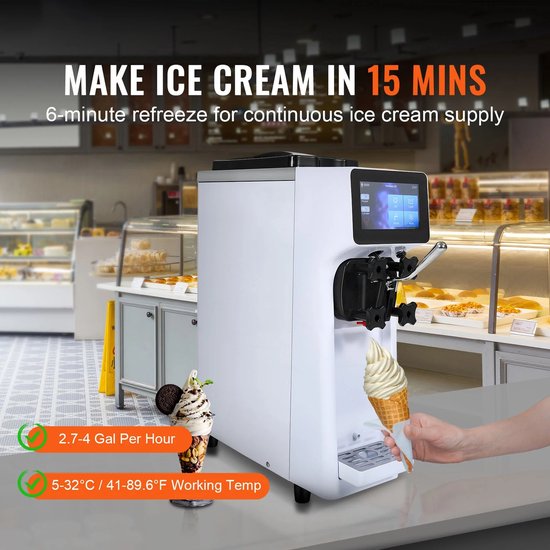 Seth Select Ijsmachine - Aanrecht Model - Softijsmachine 1 Smaak - Touchscreen - Zelfreinigend & Pre-koeling van Merkloos — afbeelding 3