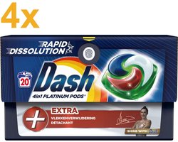 Dash 4in1 PODS - +Extra Vlekkenverwijderaar - Wasmiddelcapsules - Voordeelverpakking 4 x 20 Wasbeurten