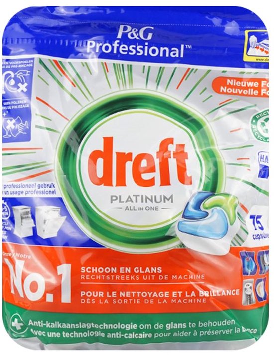 Dreft Platinum Regular All in 1 Vaatwastabletten - 75 Tabs